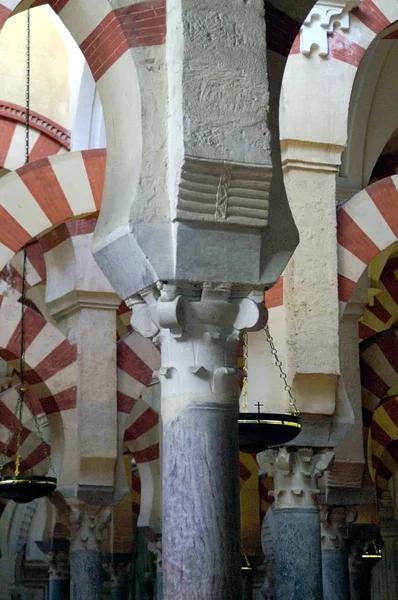 Córdoba Španělsko Sloupec Interiéru Velkou Mešitou Cordoba — Stock fotografie