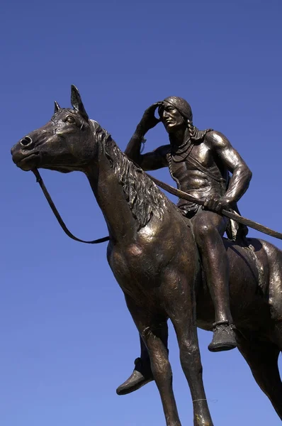 Seville Espagne Statue Explorateur Sur Avenue Kansas City Ville Séville — Photo