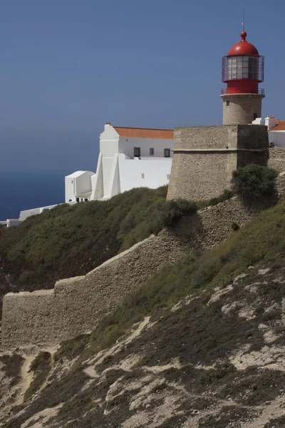 Algarve Portugal Lighthouse Cabo San Vicente Cliff Cabo San Vicente — Stock Photo, Image