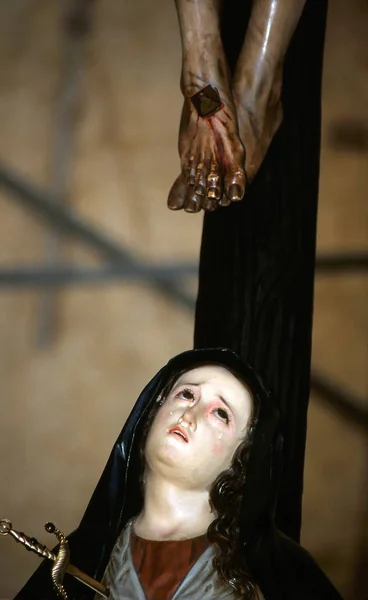 Malaga Espanha Detalhe Trono Irmandade Real Santo Cristo Amor Nossa — Fotografia de Stock