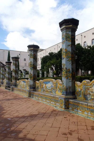 Nápoles Italia Mayólica Claustro Basílica Convento Santa Clara — Foto de Stock