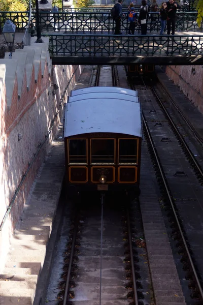 Budapest Hungria Close Funicular Castelo Buda Cidade Budapeste — Fotografia de Stock