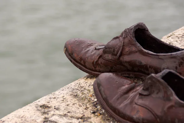 Budapest Ungarn Detail Des Budapester Schuhdenkmals Stockfoto