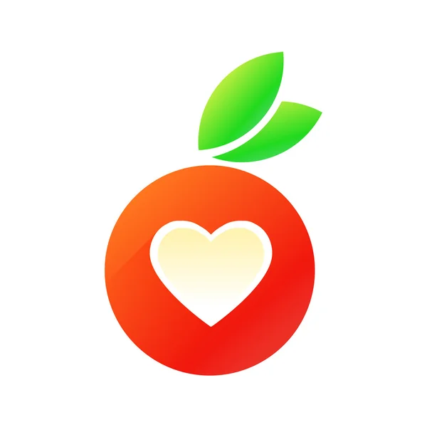 Lekkere rode appel met hart — Stockvector