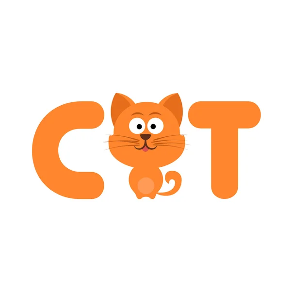 Carino gatto dei cartoni animati con lettere — Vettoriale Stock