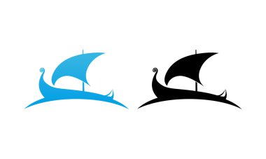 İskandinav Drakkar Longship. Vektör Logo