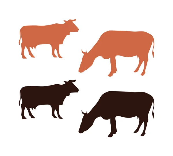 Silhueta de vacas — Vetor de Stock