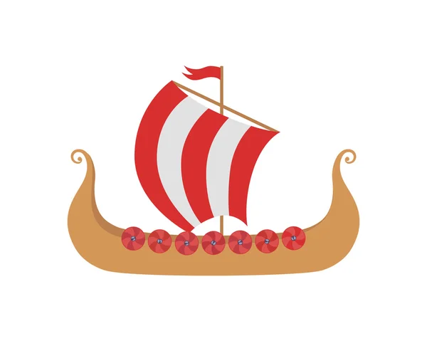 Drakkar - vikingaskepp i Nordic Sea — Stock vektor