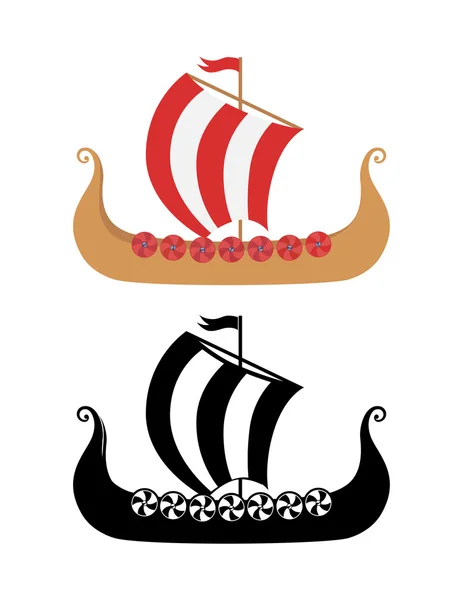 Viking Ship Drakkar i Nordic Sea — Stock vektor