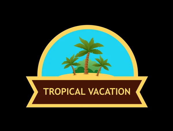 Emblema con paisaje de naturaleza tropical — Archivo Imágenes Vectoriales