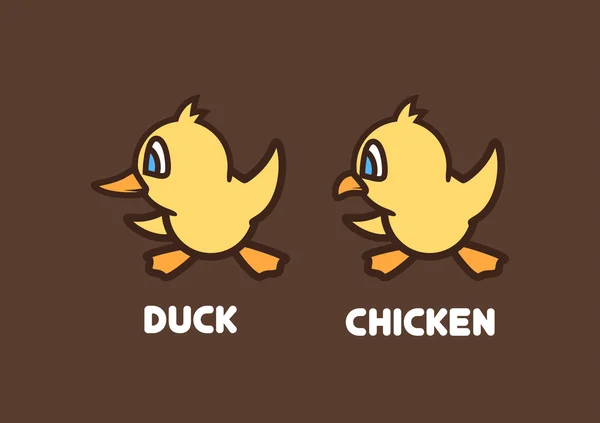 Ikona kachna a Baby kuřátko — Stockový vektor