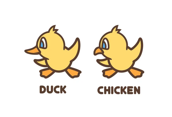 Ikona kachna a Baby kuřátko — Stockový vektor