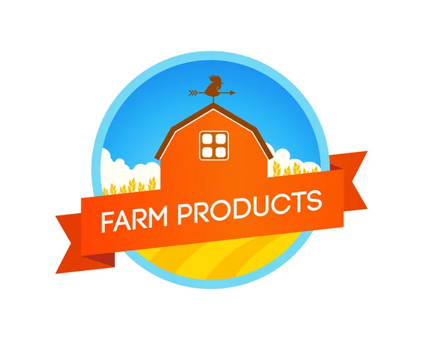 Эмблема с фермерским полем и домом — стоковый вектор