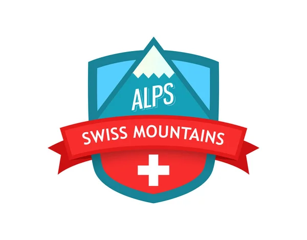 Logotipo vectorial de las montañas suizas — Vector de stock