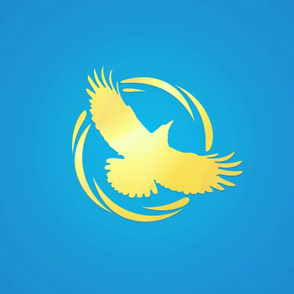 Logotipo de cuervo en color dorado — Vector de stock