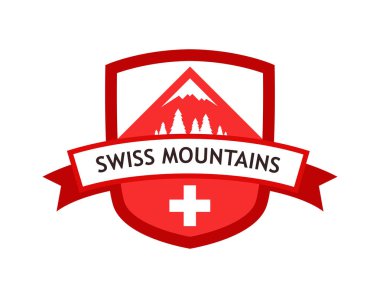 Vektör Swiss Dağları'nın kırmızı Logo