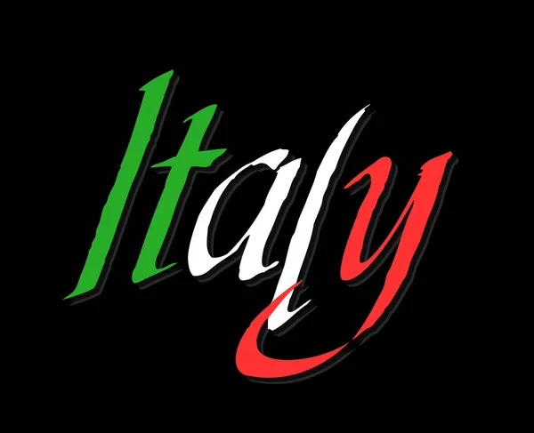 Włochy napis kolory w kolorach flagi. — Wektor stockowy