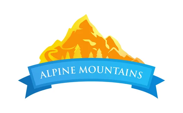 Αλπικά βουνά έμβλημα — Διανυσματικό Αρχείο