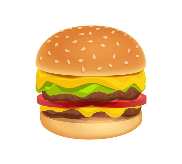 Icon of Colorful Tasty Burger — Stock Vector