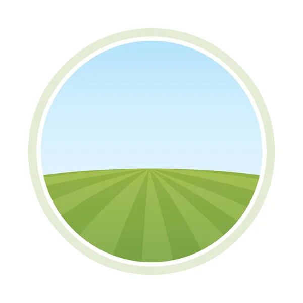 Emblema de vector redondo del campo de la granja — Vector de stock