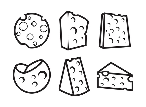 Ilustraciones de queso en diferentes formas — Vector de stock