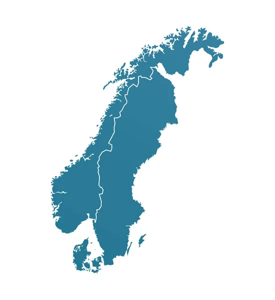Vektorové ilustrace s silueta Skandinávie — Stockový vektor