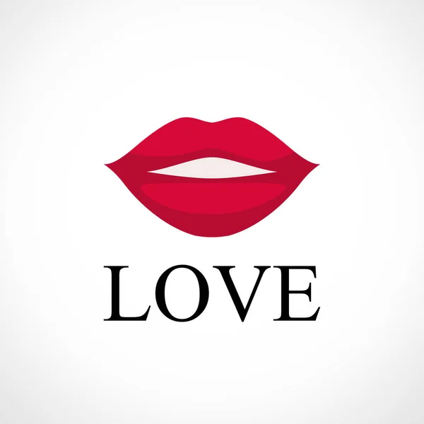 Güzel kadının dudakları ile logo — Stok Vektör