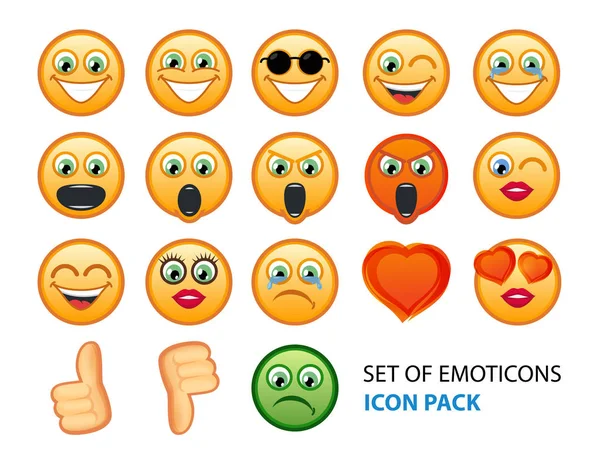 Icon Pack érzelem mosolyt fehér háttér — Stock Vector