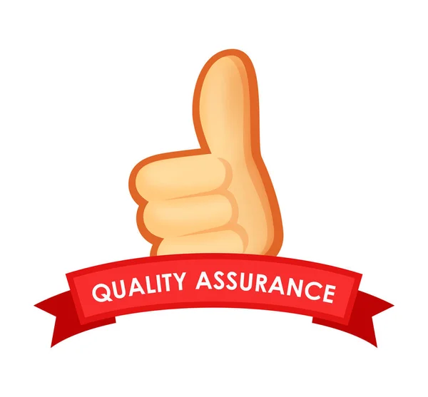 Signer l'assurance qualité - Emblème avec pouce levé — Image vectorielle