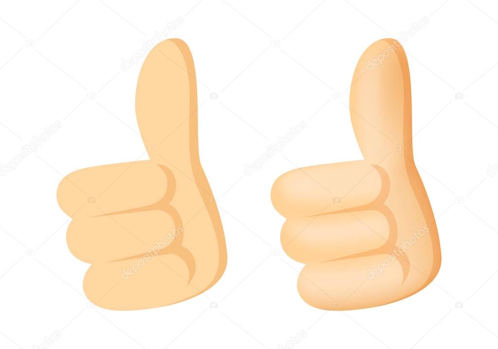 Thumbs up icon in flat and cartoon style