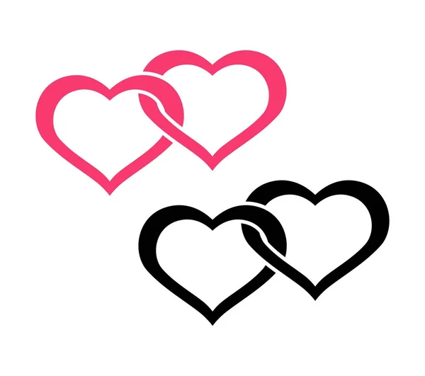 Logo plat des cœurs jumeaux — Image vectorielle