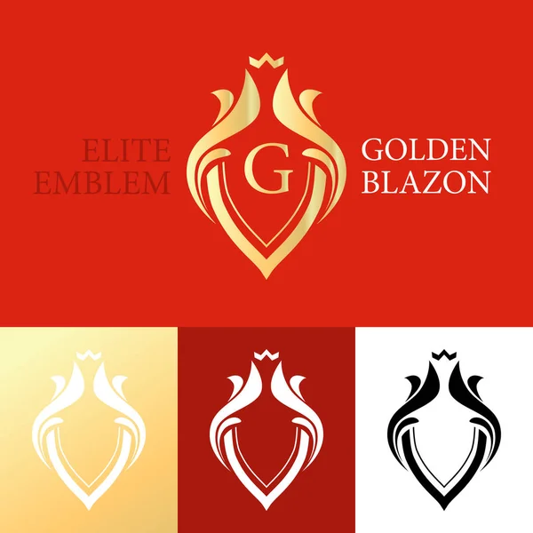 Set with Golden Blazon on red background — Stock Vector