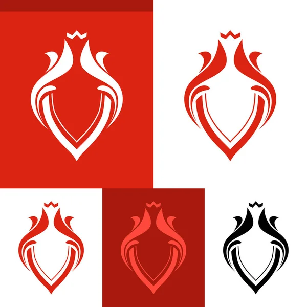 Vector Elegant Line Art Blazon rojo — Vector de stock