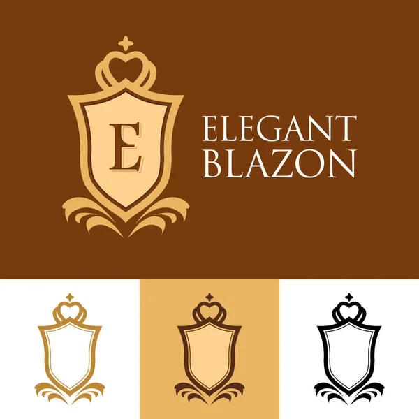 Set di Blazons Line Art con scudo medievale - Emblemi vettoriali — Vettoriale Stock