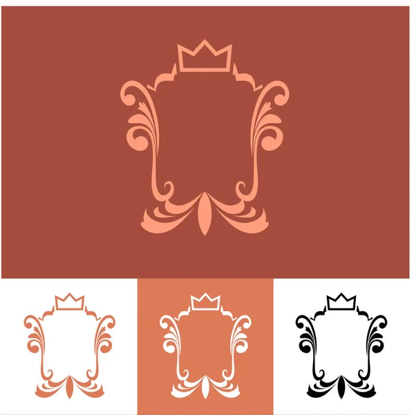 Linha Art Blazon em cores marrons - Vector Emblema — Vetor de Stock