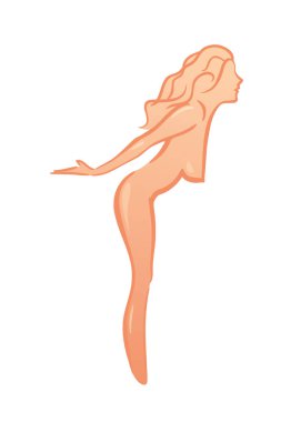 Hat sanat siluet Denuded kız - vektör küçük resim