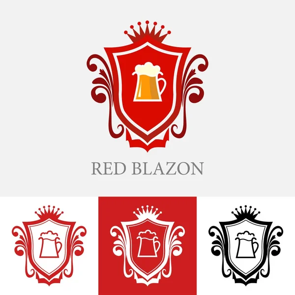 Blazon heráldico con taza de cerveza — Vector de stock