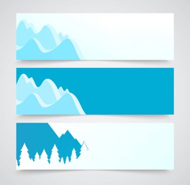 Kış dağlar - vektör Flayers manzara çizimleri