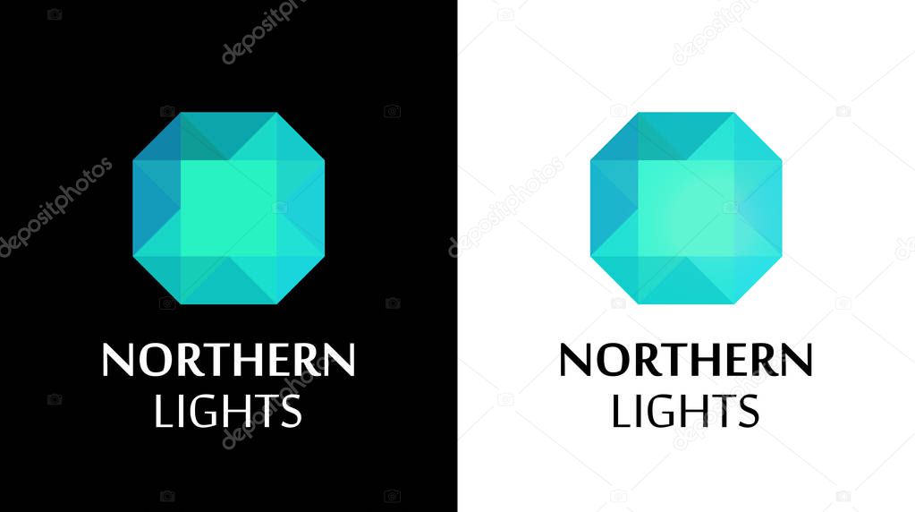 Logo with Northern Lights Shine, Vector Illustration