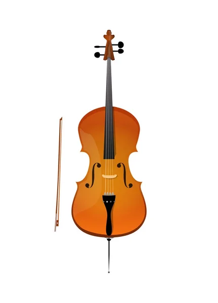 Violoncelo, ilustração de instrumento musical de orquestra de cordas — Vetor de Stock