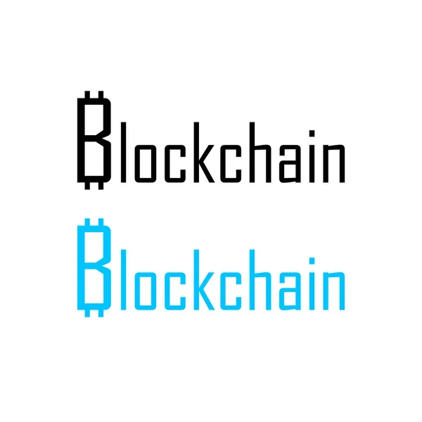 Logotipo para el proyecto Blockchain con símbolo de Bitcoin — Vector de stock