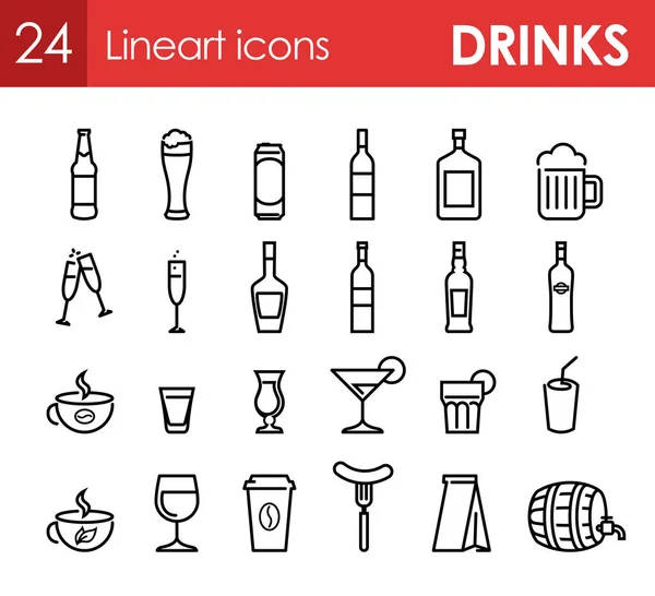 Set de iconos con bebidas y bebidas para bar — Vector de stock