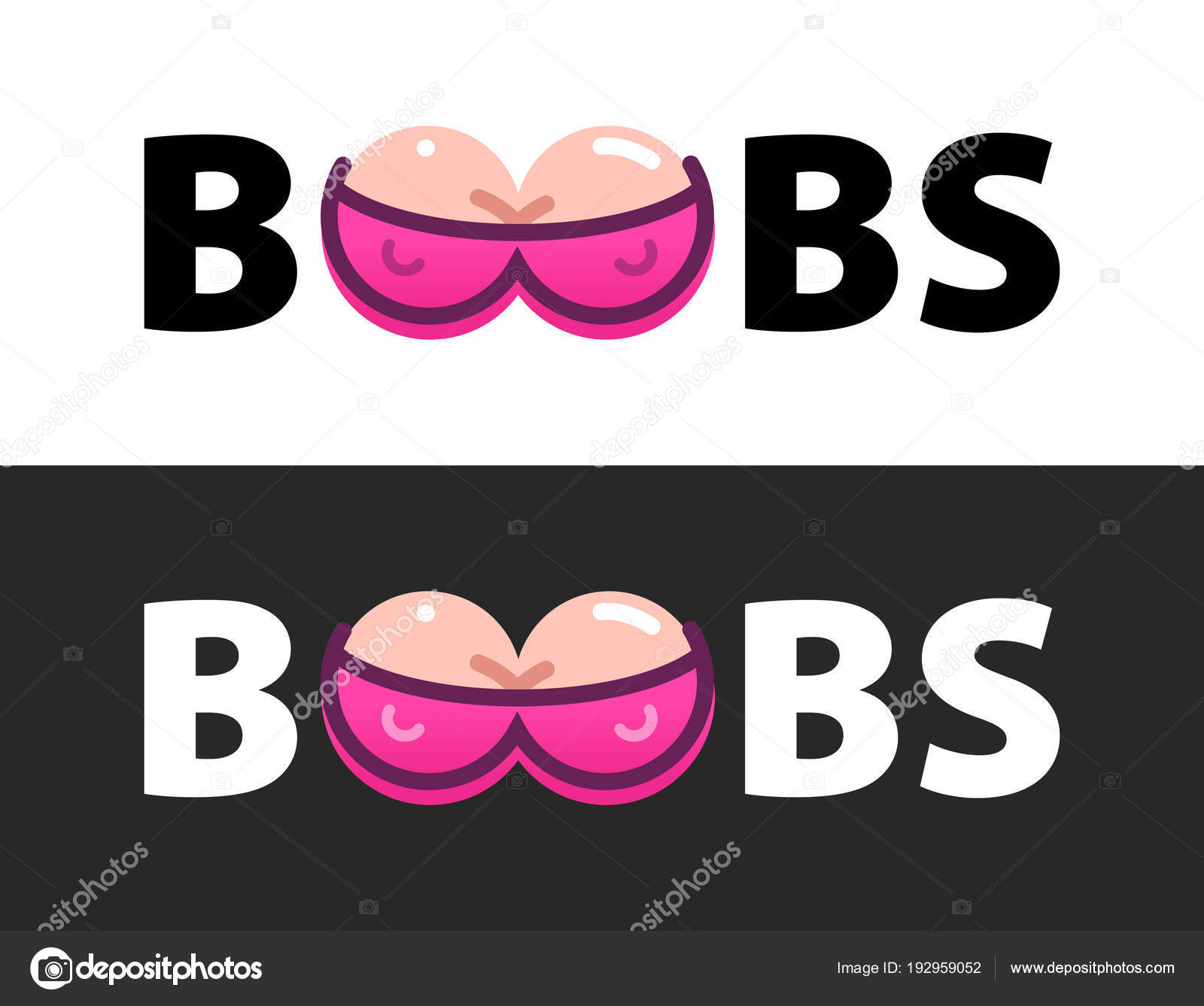 Vector Logo with Boobs in text isolated on white background - Erotic Illust...