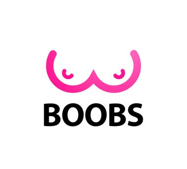 Kadın göğüsler - unutulmaz şık vektör illüstrasyon izole beyaz arka plan üzerinde basit Logo.