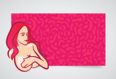 Pembe arka plan yakınındaki çıplak kızla banner.