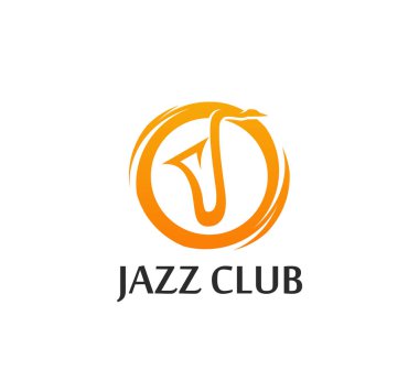Logo için Jazz Club Sax siluet ile altın renkli