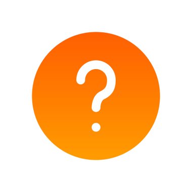 FAQ mark icon, Symbol of Help and Questions. Round icon orange color isolated on white background. Button illustration for Web Site of Mobile App.