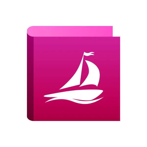 Cruise Loď ikona růžová barva izolované bílé pozadí. Plachta Yacht Logo ilustrace na Cestovní Business. — Stockový vektor