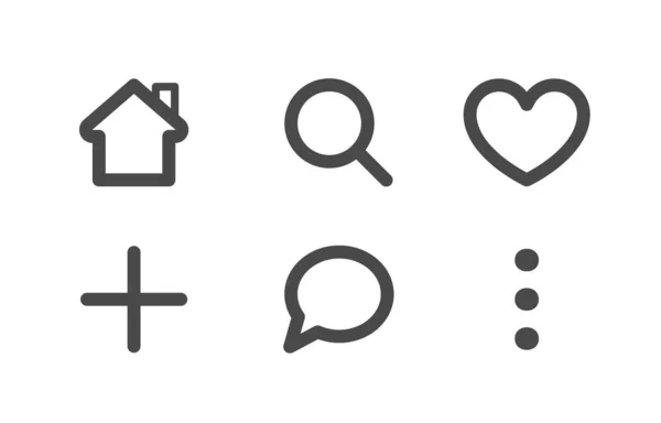 Line art set icon for Mobile app. Collection of Line symbols black color isolated on white, Home, Search, Like and other - Style Minimalistic set. — 图库矢量图片