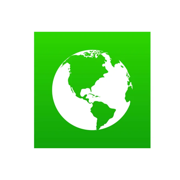 Ícone do planeta isolado em branco, Green World Globe - sinal de vetor plano para sites, Eco ou empresas de viagens . —  Vetores de Stock